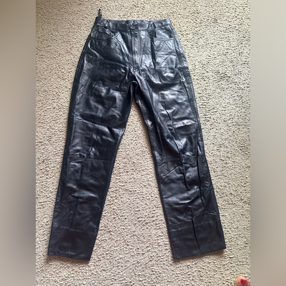 Verducci Black Leather Straight Pants Women's Straight Size 14 fits like 10-12